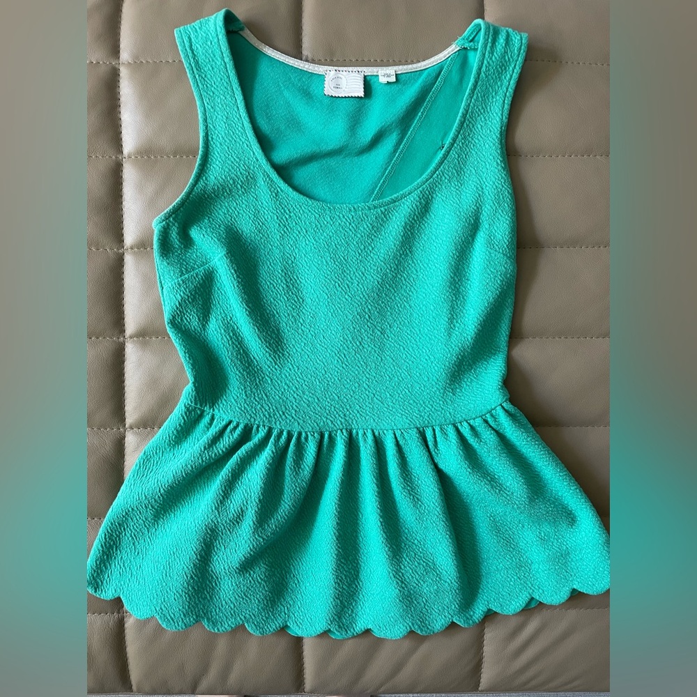 Anthropologie 9-H15 StCL Green Peplum Sleeveless Top Size XS